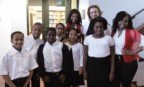 Kirsten with members of the Chester Children's Chorus.
