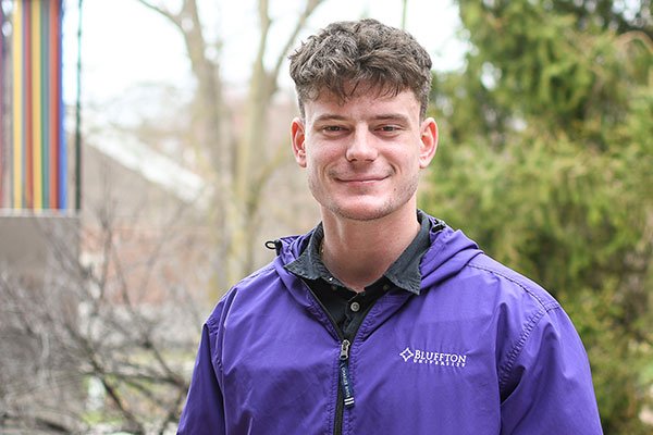 Starting as a semester-long intern, Ethan Stearns continued to work as a Bluffton University sports information assistant for the full year.