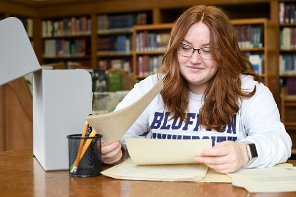 Cierra Long found a trove of information surrounding Bluffton's response to WWII in Musselman Library's archives.